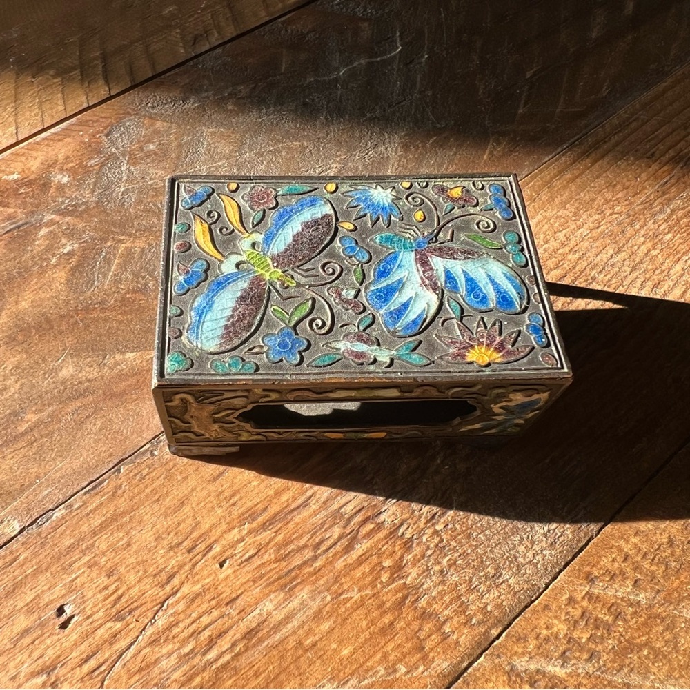 Vintage Enamel Match Box Case